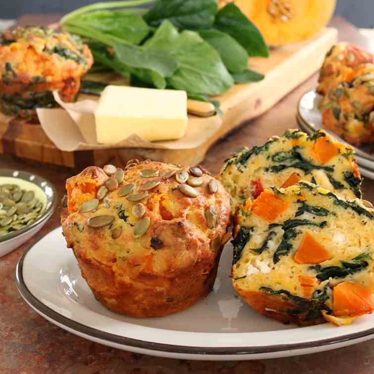 Pumpkin, Spinach - Feta Muffins
