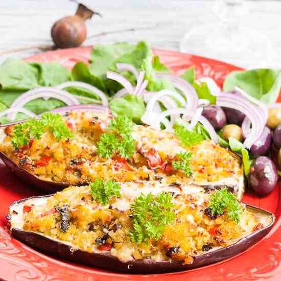 Baked eggplant stuffed with couscous