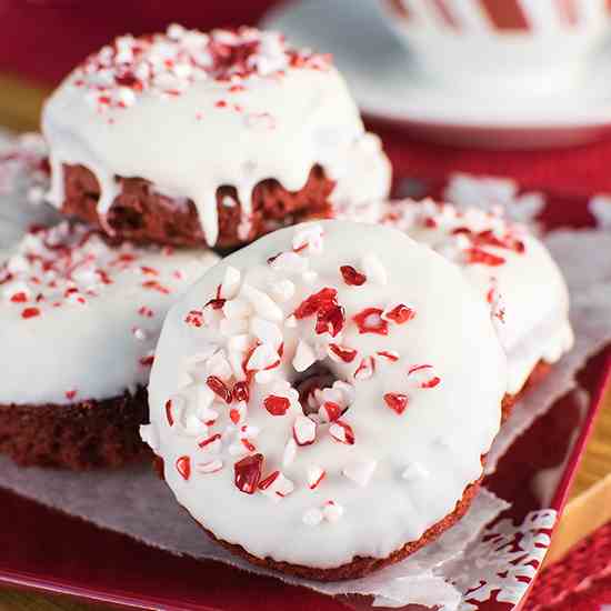 Red Velvet Peppermint Donuts