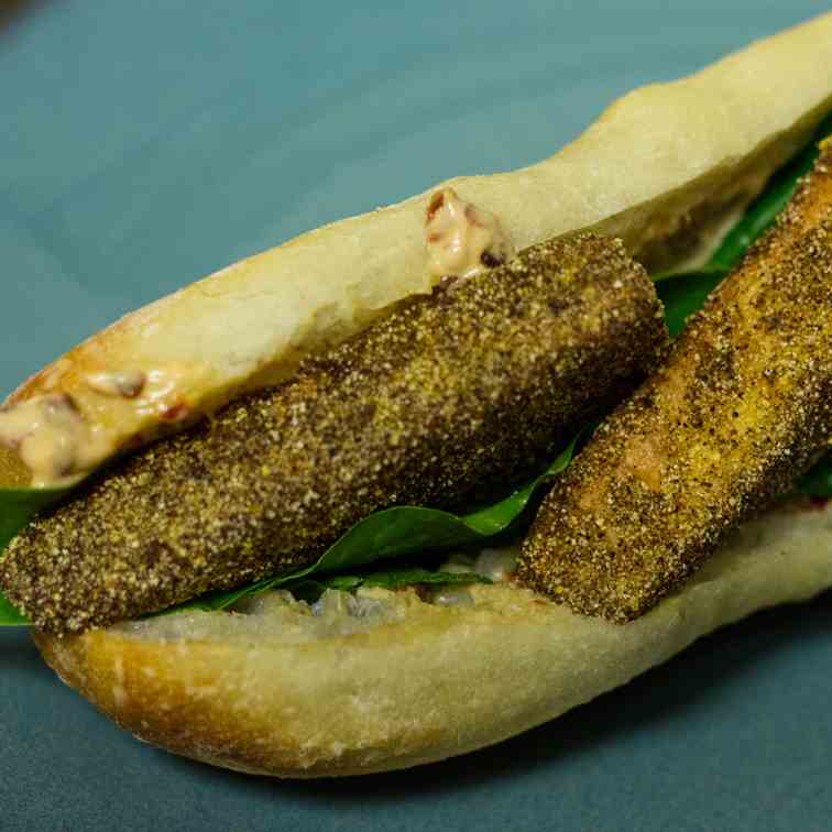 chile cornmeal-crusted tofu sandwich