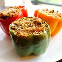 Mushroom and Brown Rice Stuffed Peppers