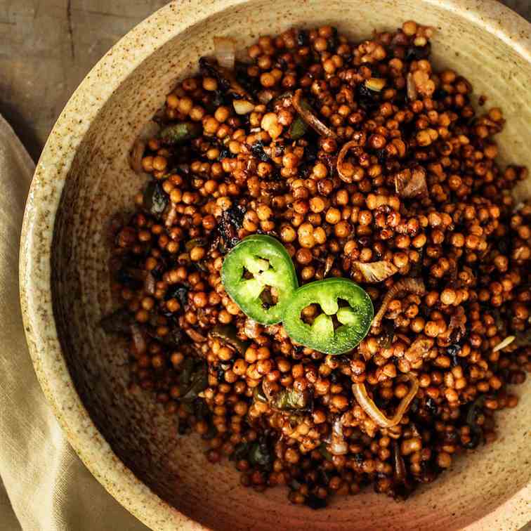 Spicy Black Garlic Israeli Couscous