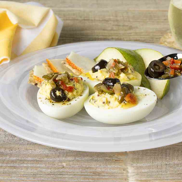 Olive Muffalata Stuffed Hard-Boiled Eggs