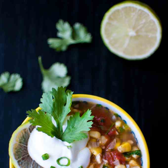 Chicken and Lime Soup with Corn