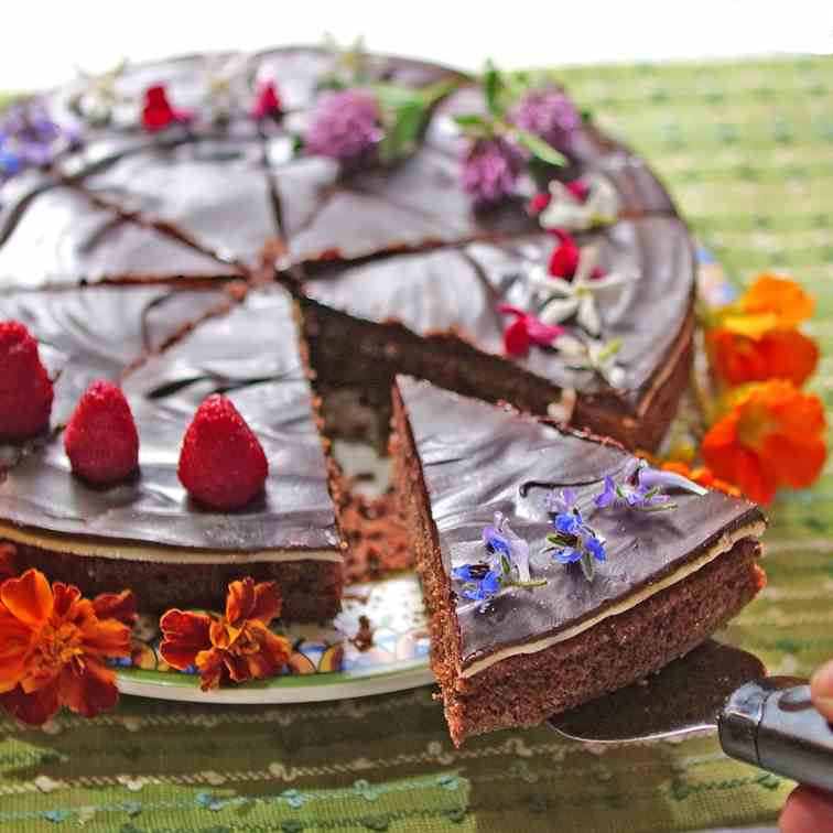 Dark Chocolate, Hazelnut, Marzipan Torte