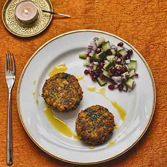 chickpea cakes with curry oil 