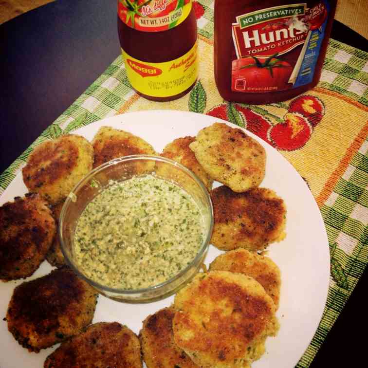Fish cutlets with mint chutney