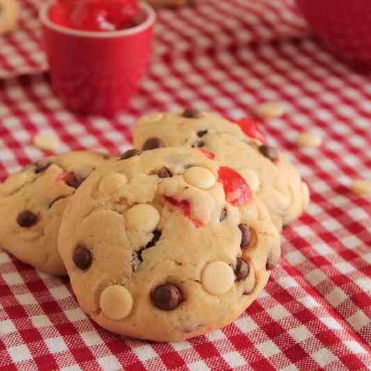 Chocolate and cherry cookies