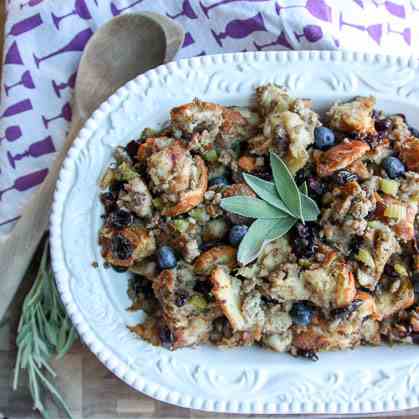 Blueberry Sourdough Sausage Stuffing