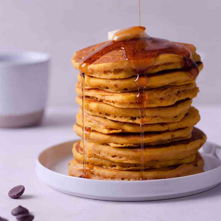 Pumpkin Chocolate Chip Pancakes