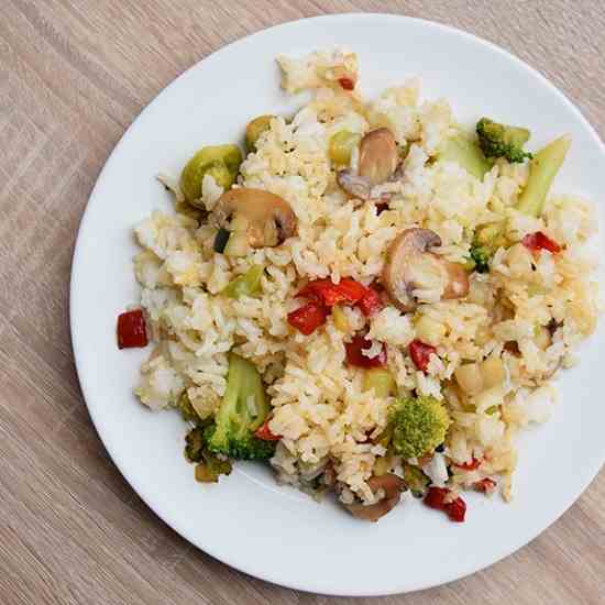 Vegetable Fried Rice With Mushrooms
