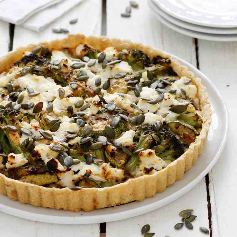 Zucchini Broccoli Quiche with Ricotta