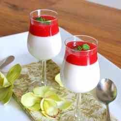 Lychee Panna Cotta with Guava Gelée