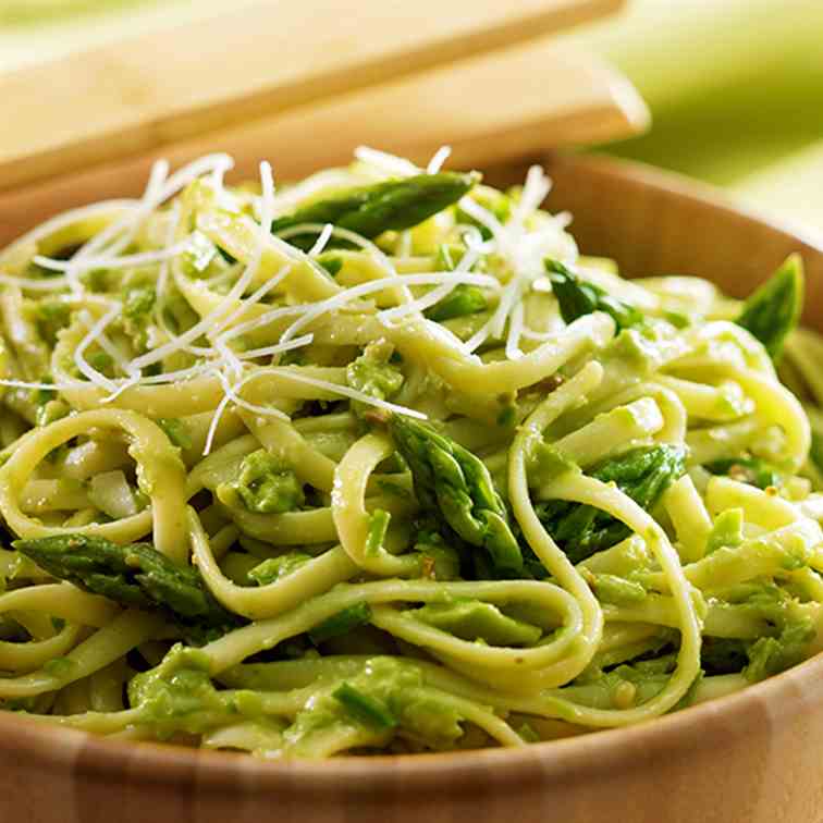 Creamy Pesto over Linguini