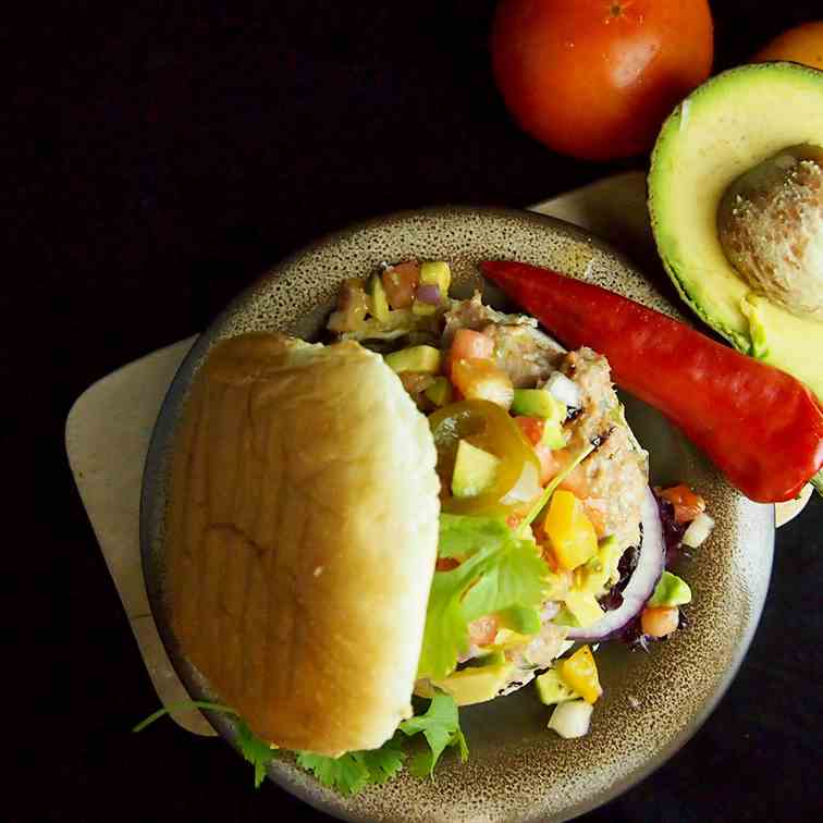 Chicken burger with mexican twist