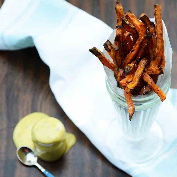 Sweet Potato Fries with Tarragon Aioli
