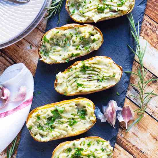 Roasted Garlic Twice Baked Potatoes