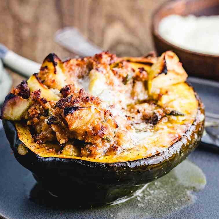 Sausage And Apple Stuffed Acorn Squash