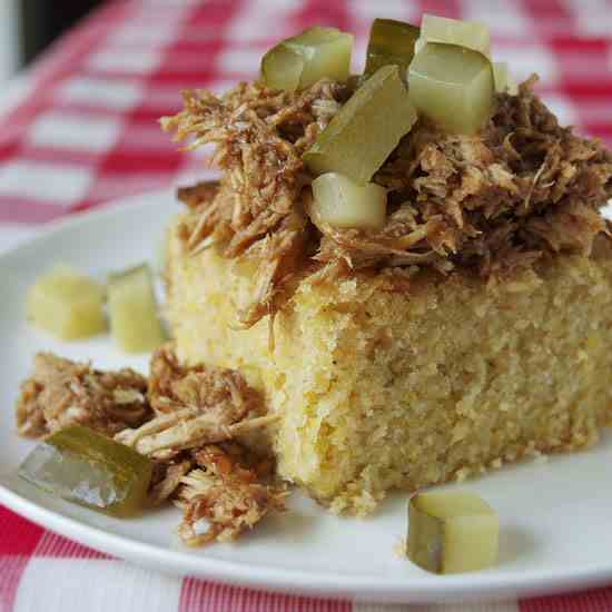 shredded chicken and corn bread