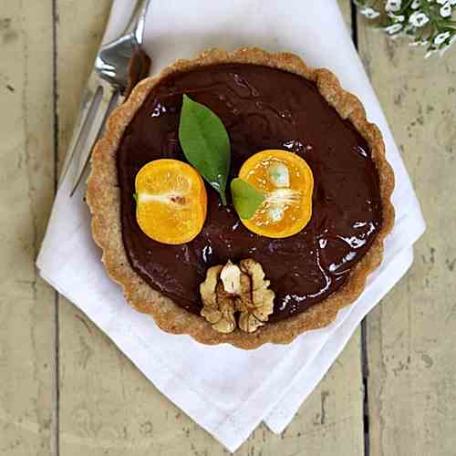 Dark Chocolate and Sour Orange Walnut Tart