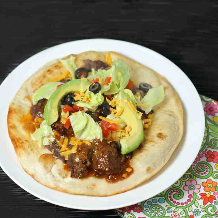 Family Style Mexican Beef Tostada