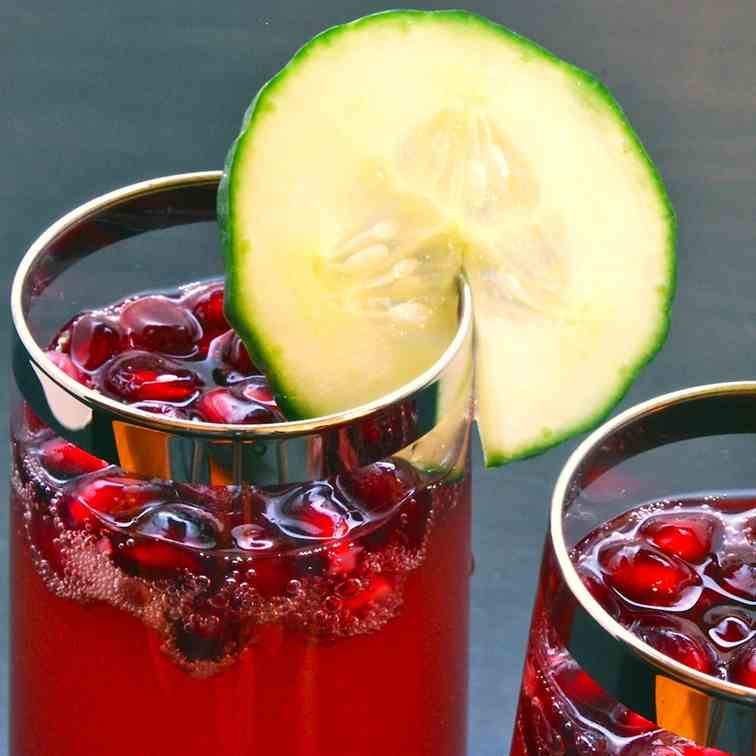 Pomegranate-Cucumber Champagne Cocktail