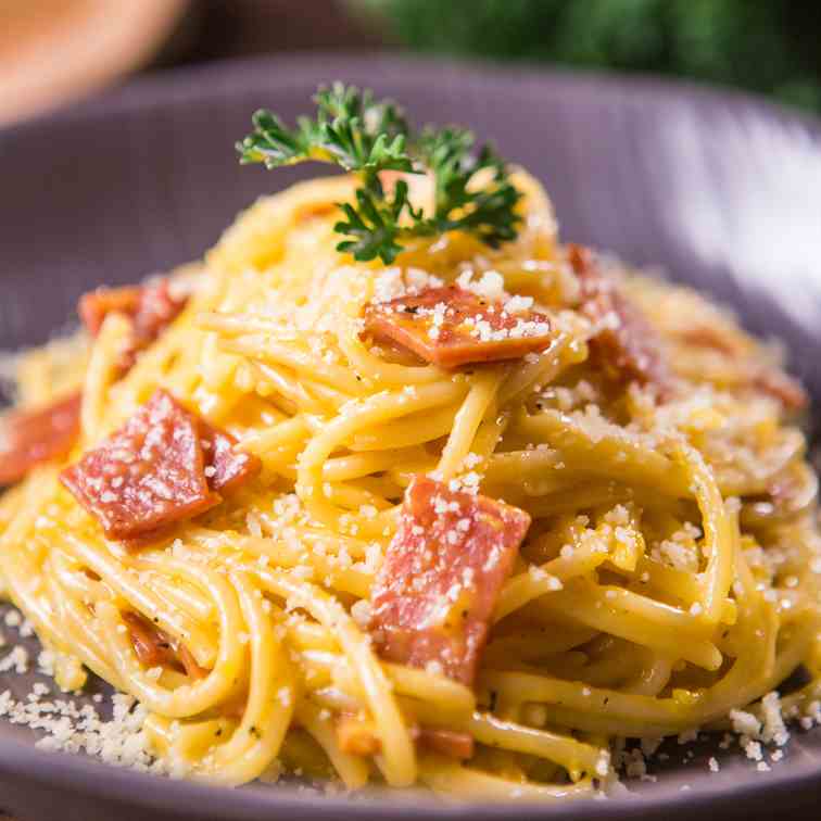 Smoked Beef Spaghetti Carbonara