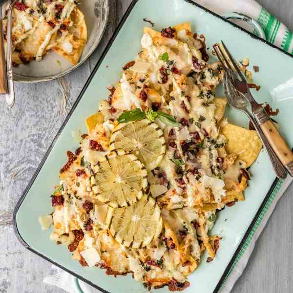 Chicken Alfredo Nachos
