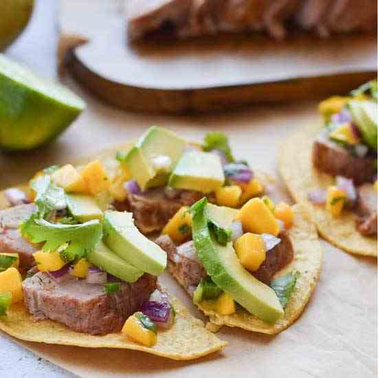 Pork Tostadas with Mango Salsa