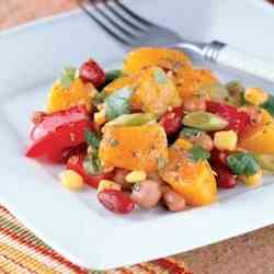 Tex Mex Bean, Sweet Peppers Peach salad