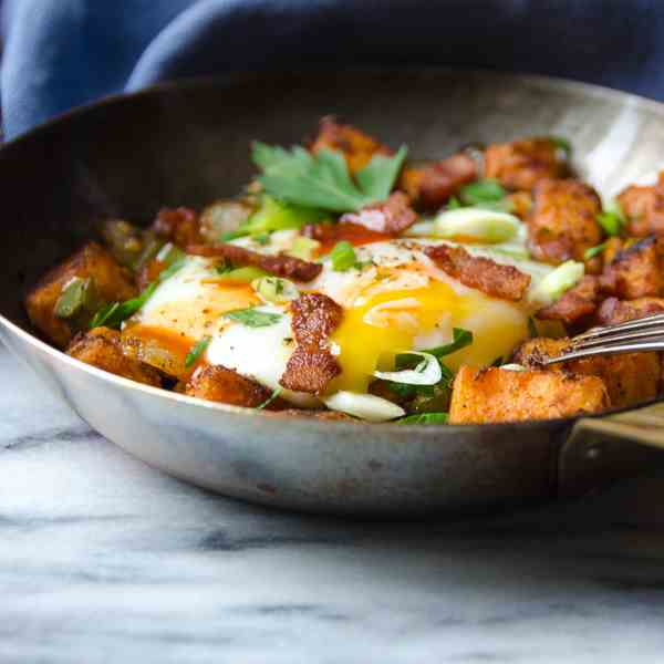 sweet potato and bacon hash