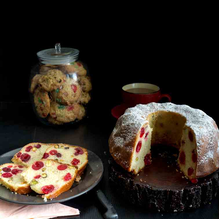 Pistachio Cherry Bundt Cake 