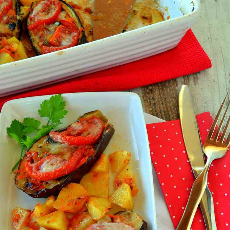 Veggie stuffed eggplant with parmesan(pap