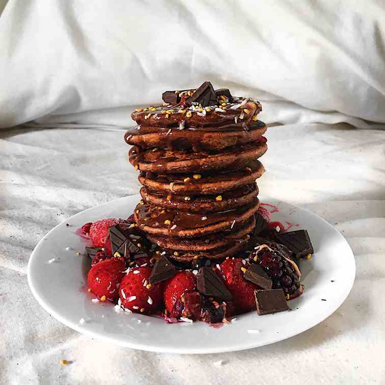 Healthy Chocolate Vegan Pancakes