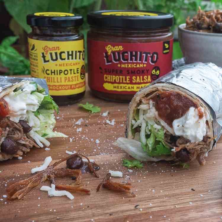 Slow Cooked Pork and Black Bean Burrito