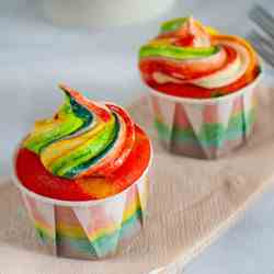Rainbow Buttermilk Lemon Cupcakes