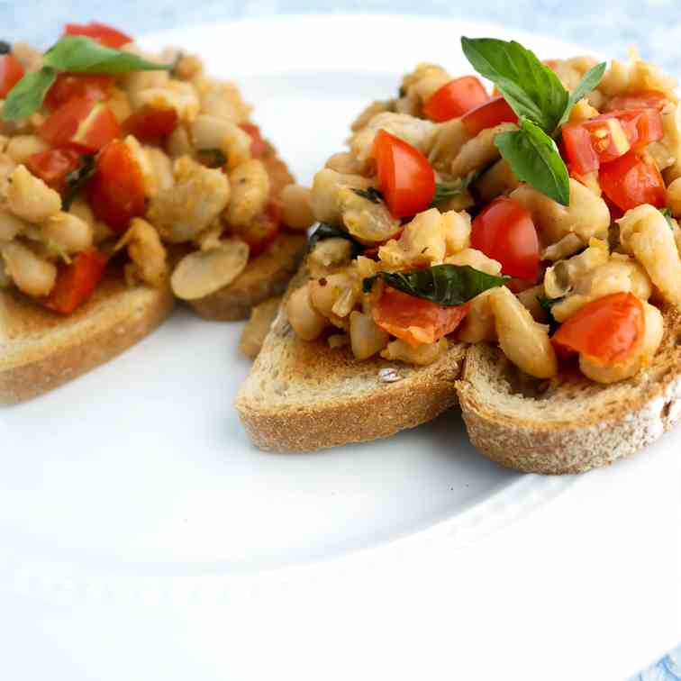 Tomato Basil Beans on Toast