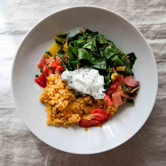 Chard and lentil bowl