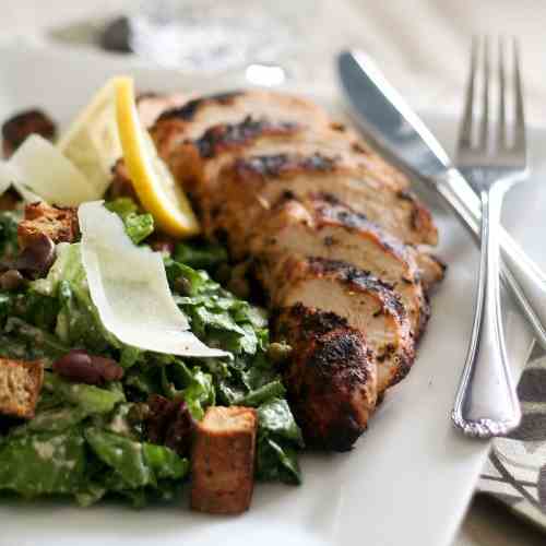 Ceasar Salad and Grilled Chicken Breast