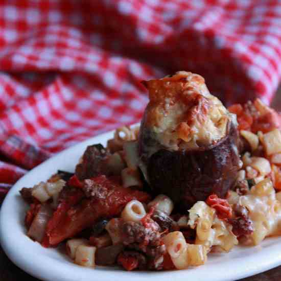 Pasta Stuffed Eggplant