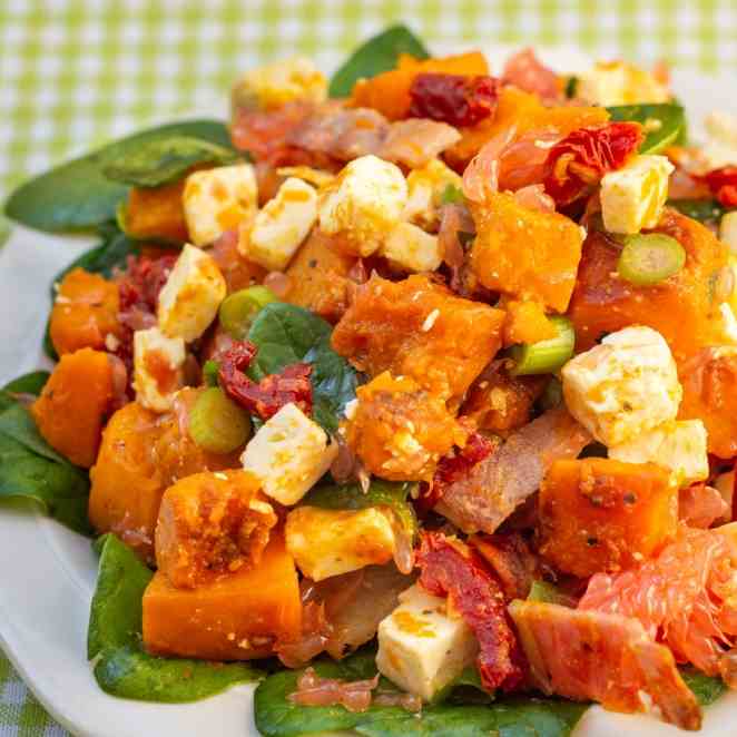 Pumpkin and Feta Salad with Bacon