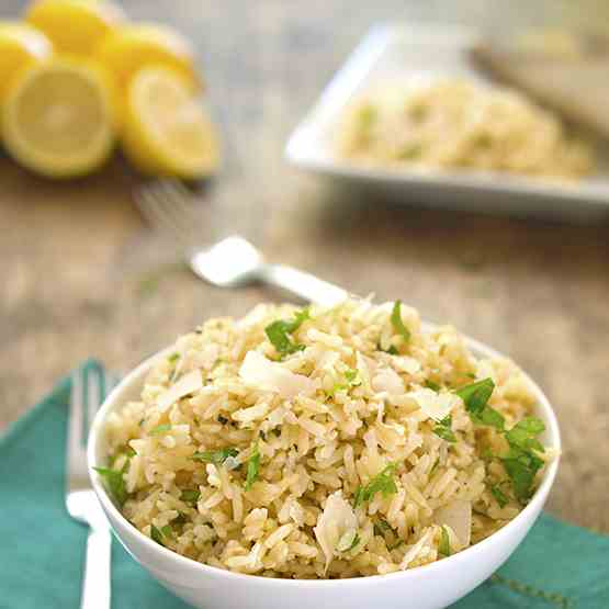 15 minute Lemon Parmesan Brown Rice