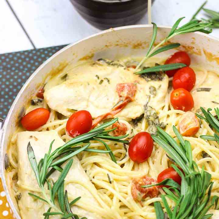 One-Pot Rosemary Goat Cheese Chicken Pasta