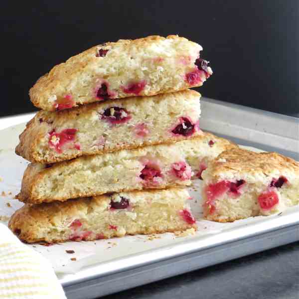 Tart lemon and cranberry scones