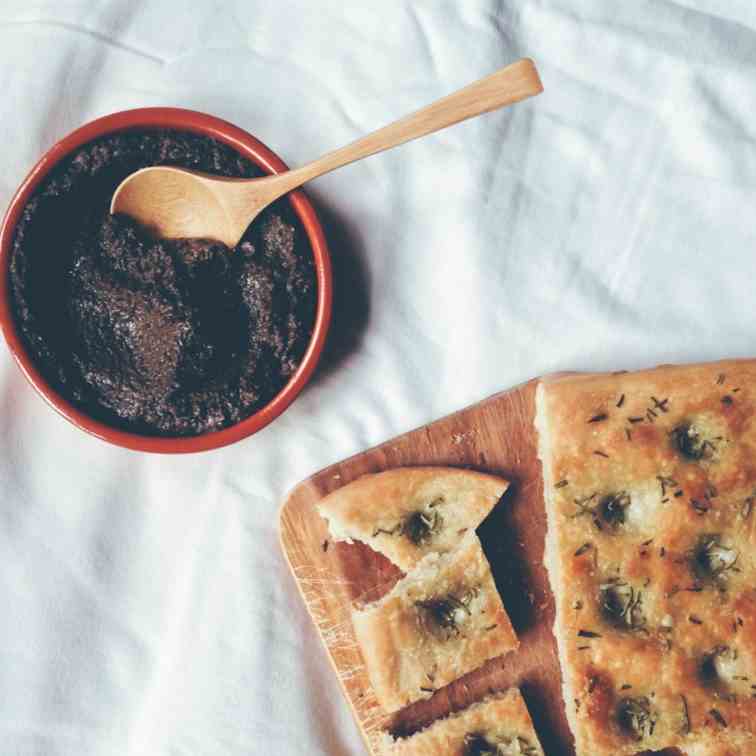 Tapenade and focaccia