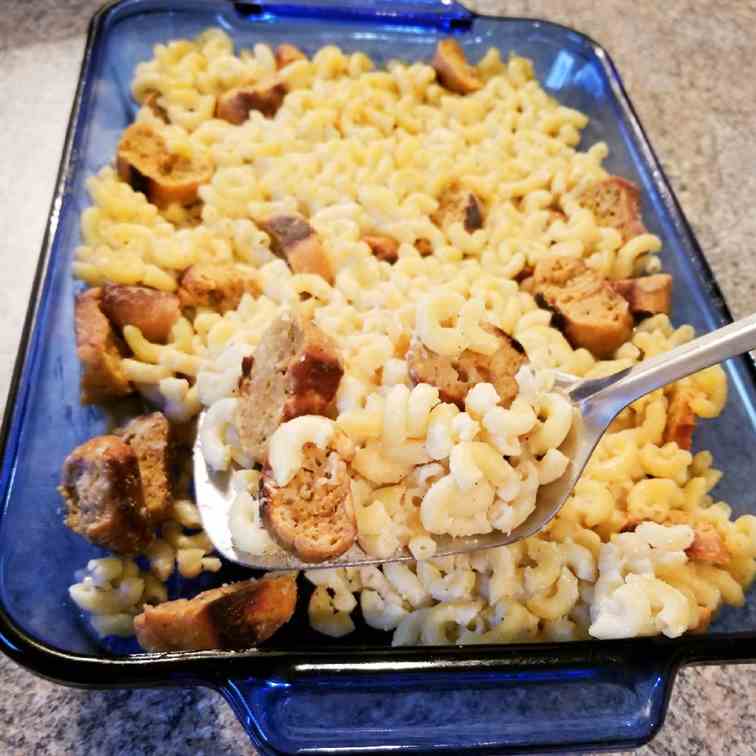 Vegan Sausage Alfredo Pasta Casserole