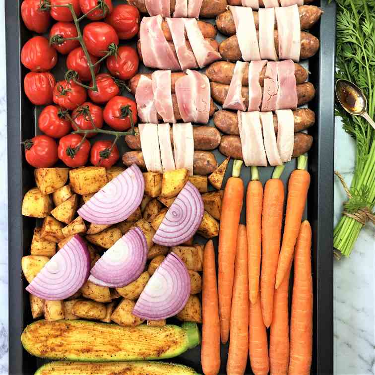 Sausage Tray Bake with Spiced Vegetables