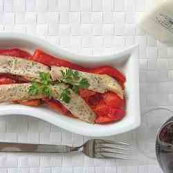 Tuna belly with roasted peppers