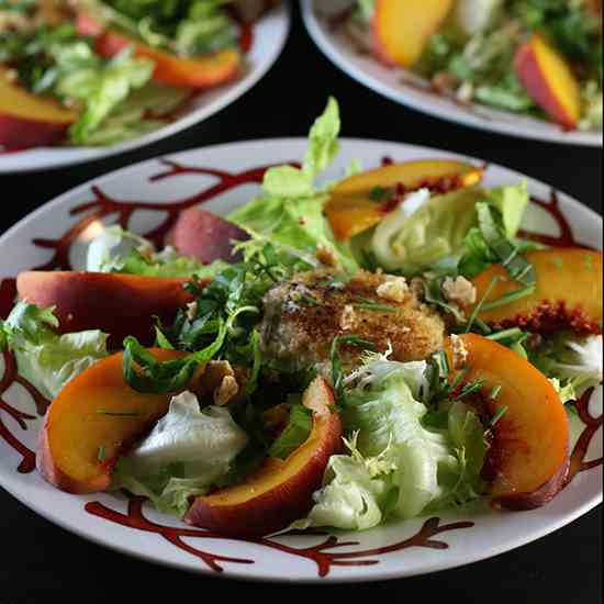 Peach & Warm Goat Cheese Salad