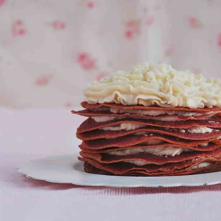 Red velvet crêpe cake